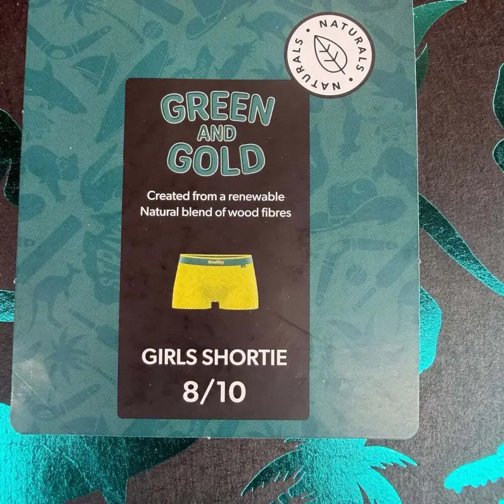 Knobby Green and Gold Australian Olympic Team Girls Shortie Underwear Size 8/10
